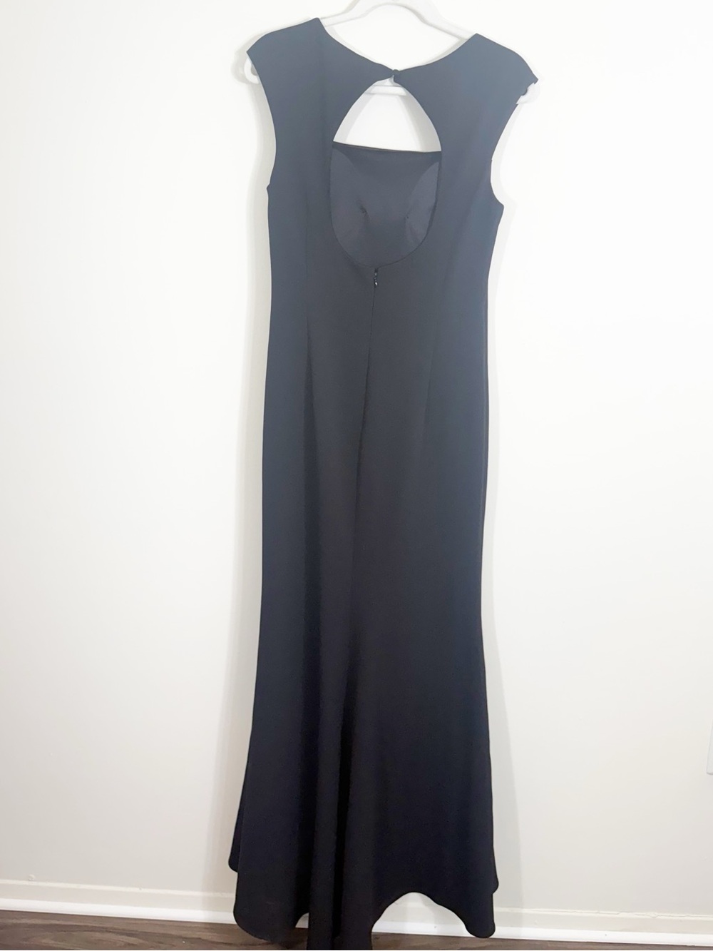 Eliza J Square Neck Scuba Maxi Dress Cap Sleeve Gown Formal Black - Picture 4 of 7